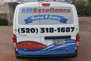 air excellence heating and cooling back of company van image